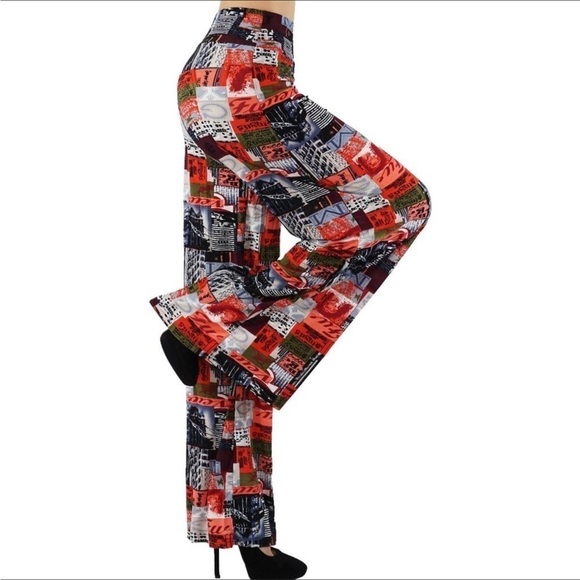 BEAUTIFUL GEOMETRIC MULTI COLOR PALAZZO PANTS - Picture 1 of 4
